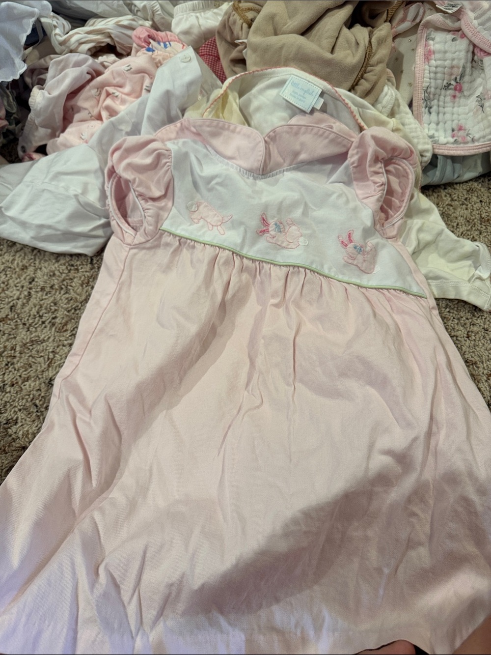 Little English Pink Baby Sleeveless Embroidered Dress